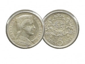 1929拉脫維亞銀幣5拉提