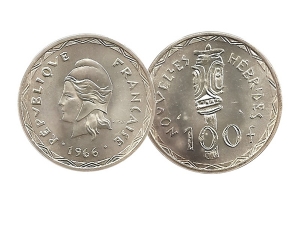 1966年新赫布底群島銀幣100法郎 商品圖