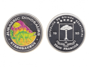 1993赤道幾內亞侏儸紀恐龍系列珍藏幣-劍龍20克