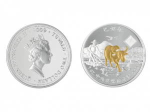2009中央造幣廠已丑年牛銀幣1盎司(鍍金版)
